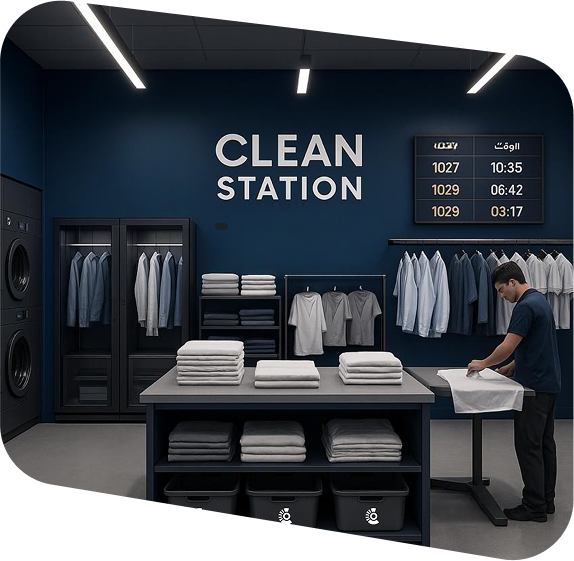 Modern laundry facility with professional staff